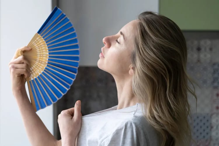 Κοπέλα Ζεστένεται και Κάνει αέρα 